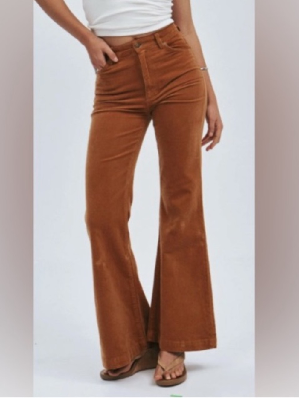 Rollas east coast flare corduroy rust colored denim jeans
